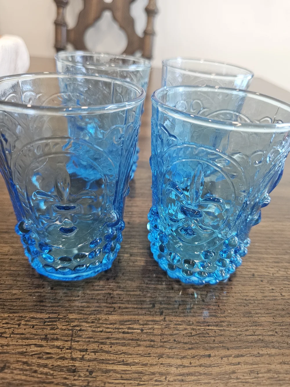 Vintage Zrike Renaissance Aqua Blue Fleur-De-Lis Drinking  Glasses – Set of 4